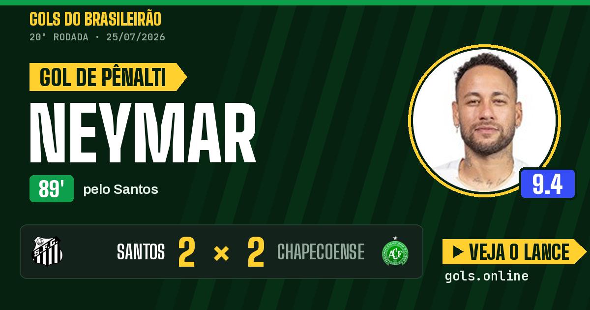 Gol de Neymar aos 89 minutos em Santos 2 x 2 Chapecoense