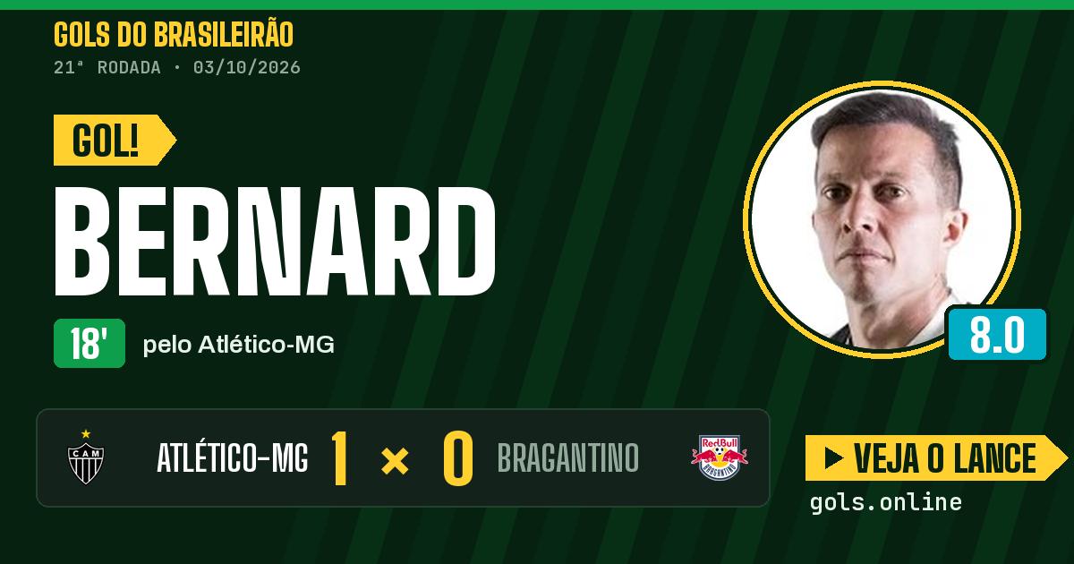 Gol de Bernard aos 18 minutos em Atlético-MG 1 x 0 Bragantino