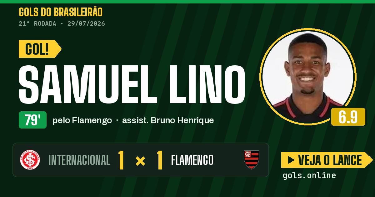 Gol de Samuel Lino aos 79 minutos em Internacional 1 x 1 Flamengo