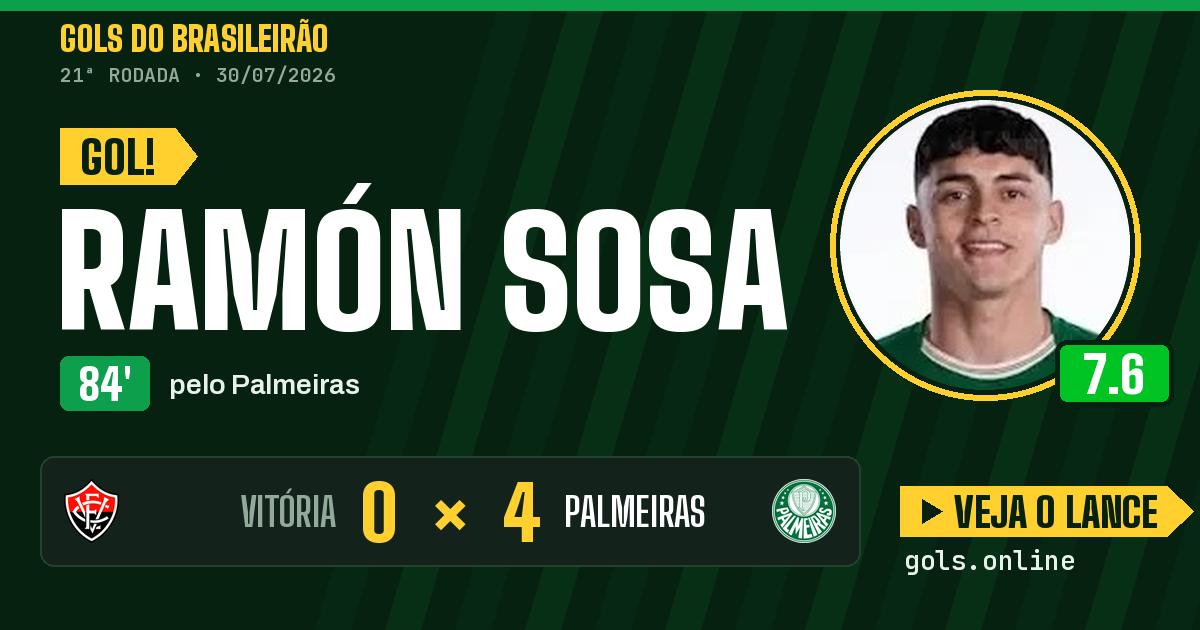 Gol de Ramón Sosa aos 84 minutos em Vitória 0 x 4 Palmeiras