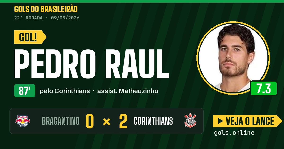 Gol de Pedro Raul aos 87 minutos em Bragantino 0 x 2 Corinthians