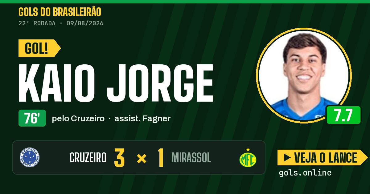 Gol de Kaio Jorge aos 76 minutos em Cruzeiro 3 x 1 Mirassol
