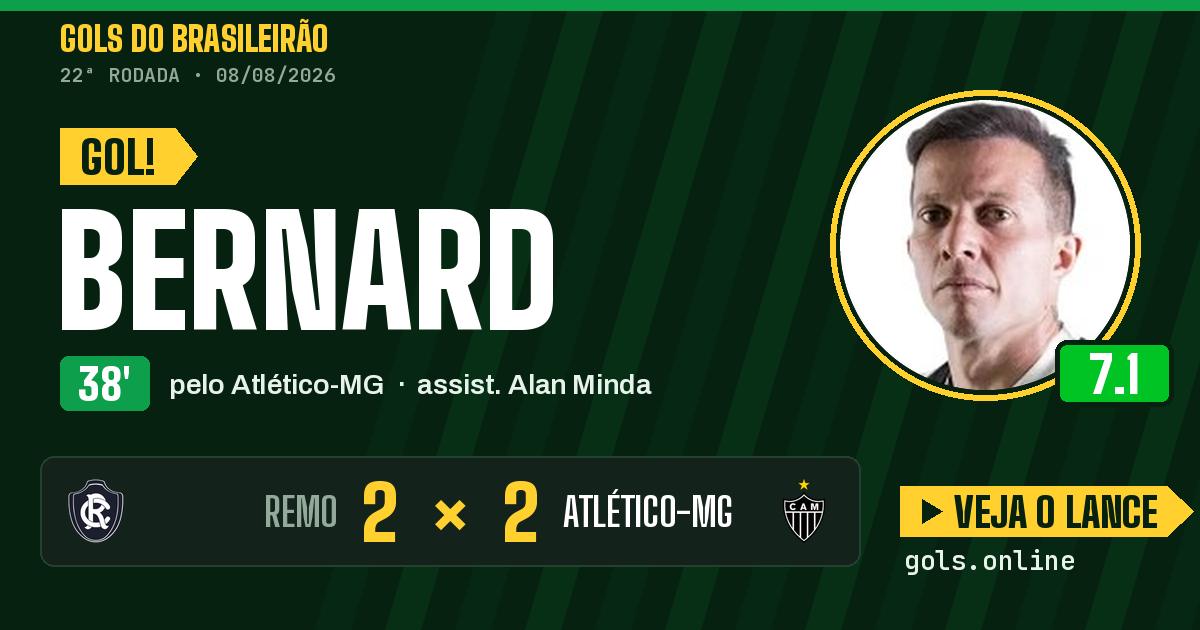 Gol de Bernard aos 38 minutos em Remo 2 x 2 Atlético-MG