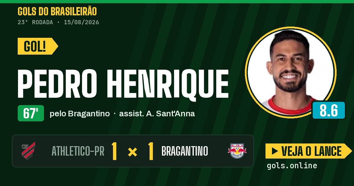 Gol de Pedro Henrique aos 67 minutos em Athletico-PR 1 x 1 Bragantino