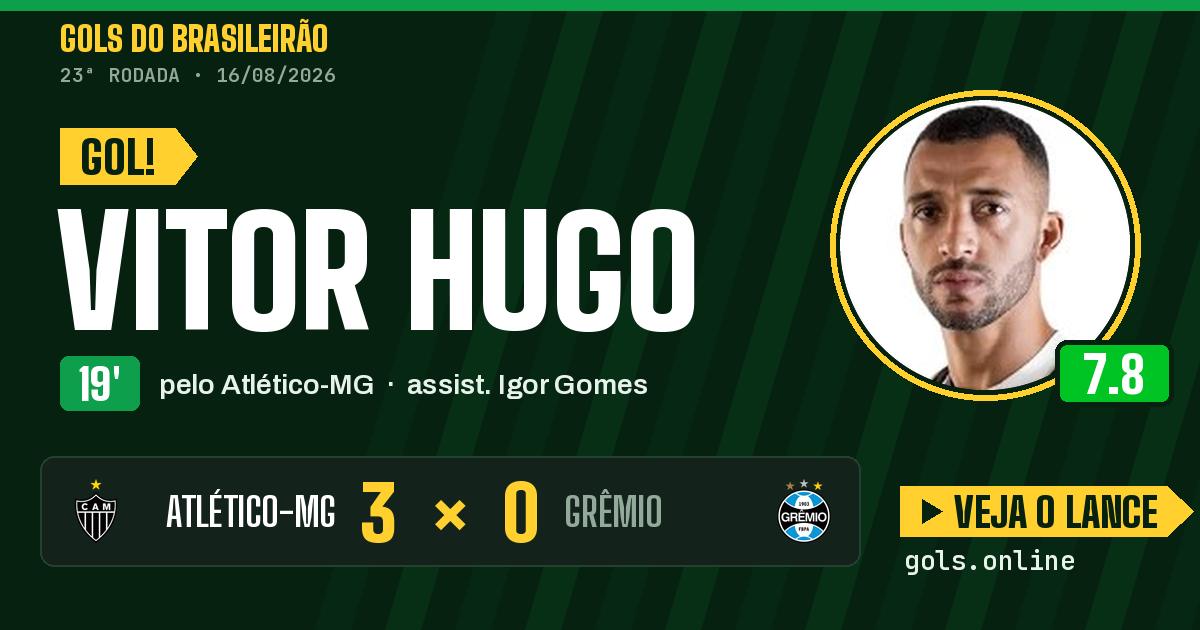 Gol de Vitor Hugo aos 19 minutos em Atlético-MG 3 x 0 Grêmio