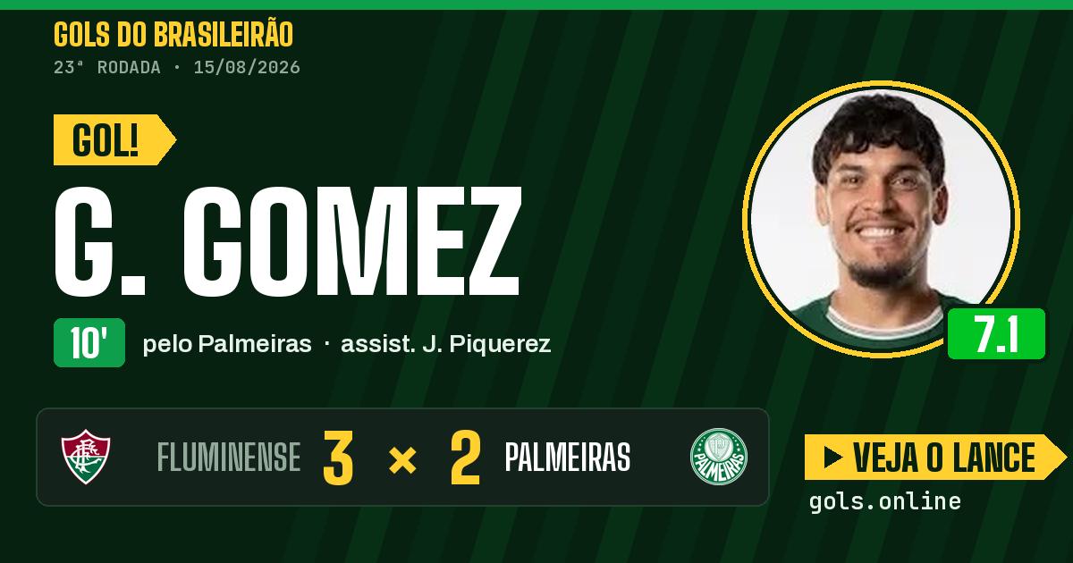 Gol de G. Gomez aos 10 minutos em Fluminense 3 x 2 Palmeiras