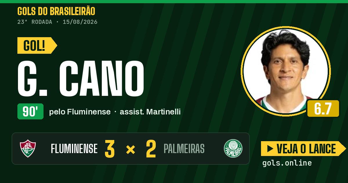 Gol de G. Cano aos 90 minutos em Fluminense 3 x 2 Palmeiras