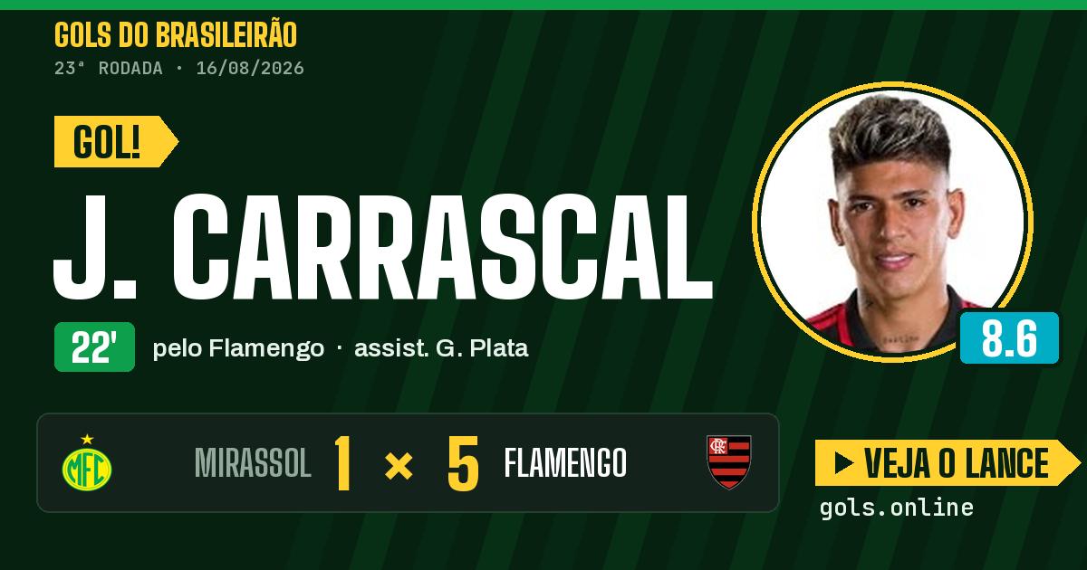 Gol de J. Carrascal aos 22 minutos em Mirassol 1 x 5 Flamengo