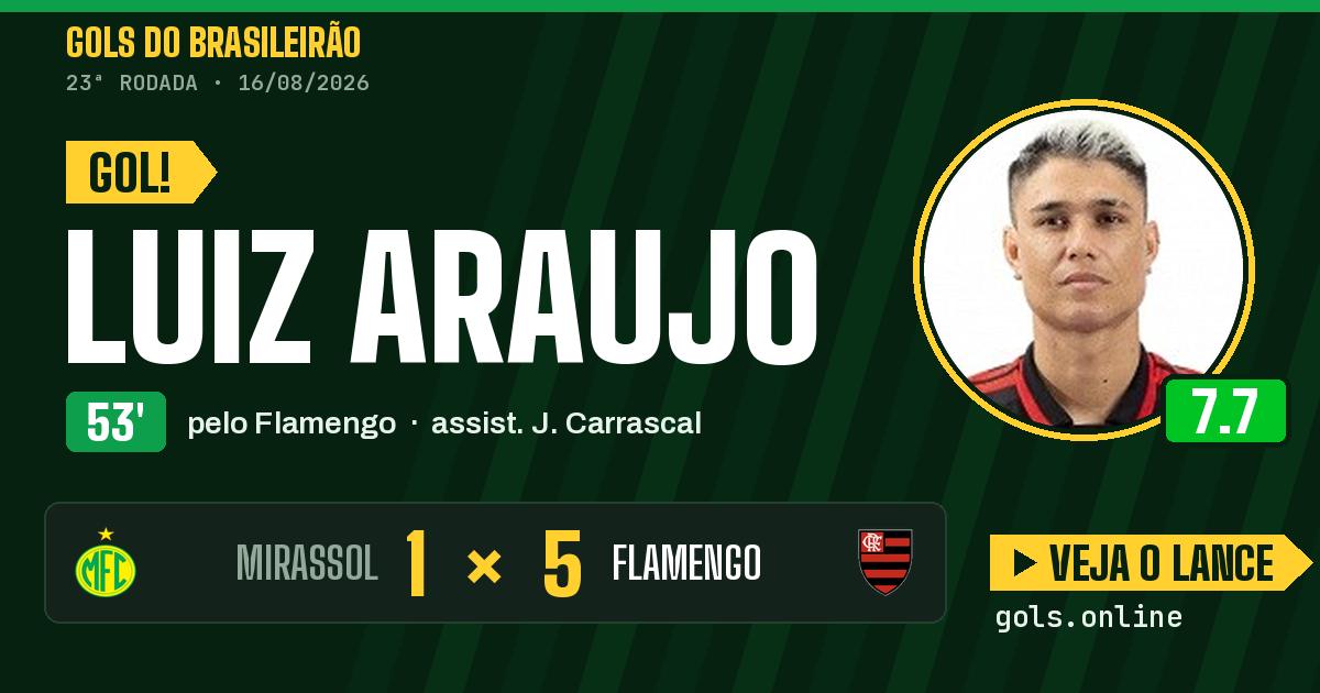 Gol de Luiz Araujo aos 53 minutos em Mirassol 1 x 5 Flamengo