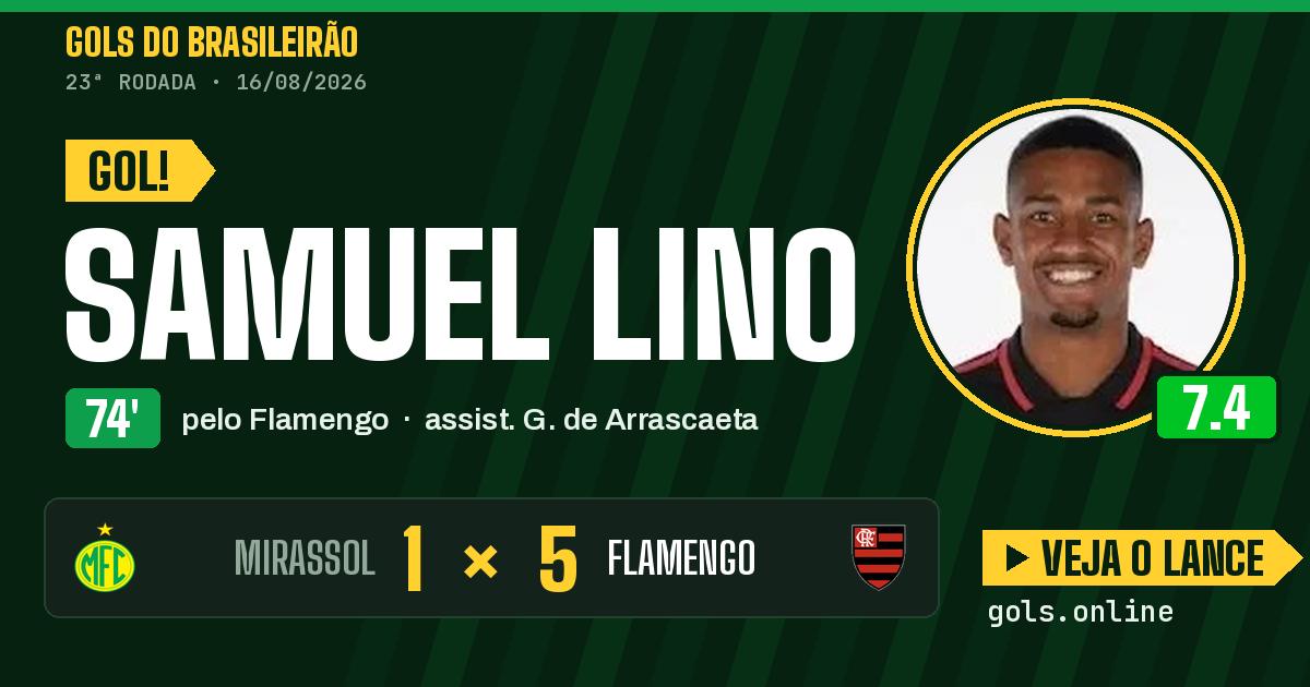 Gol de Samuel Lino aos 74 minutos em Mirassol 1 x 5 Flamengo