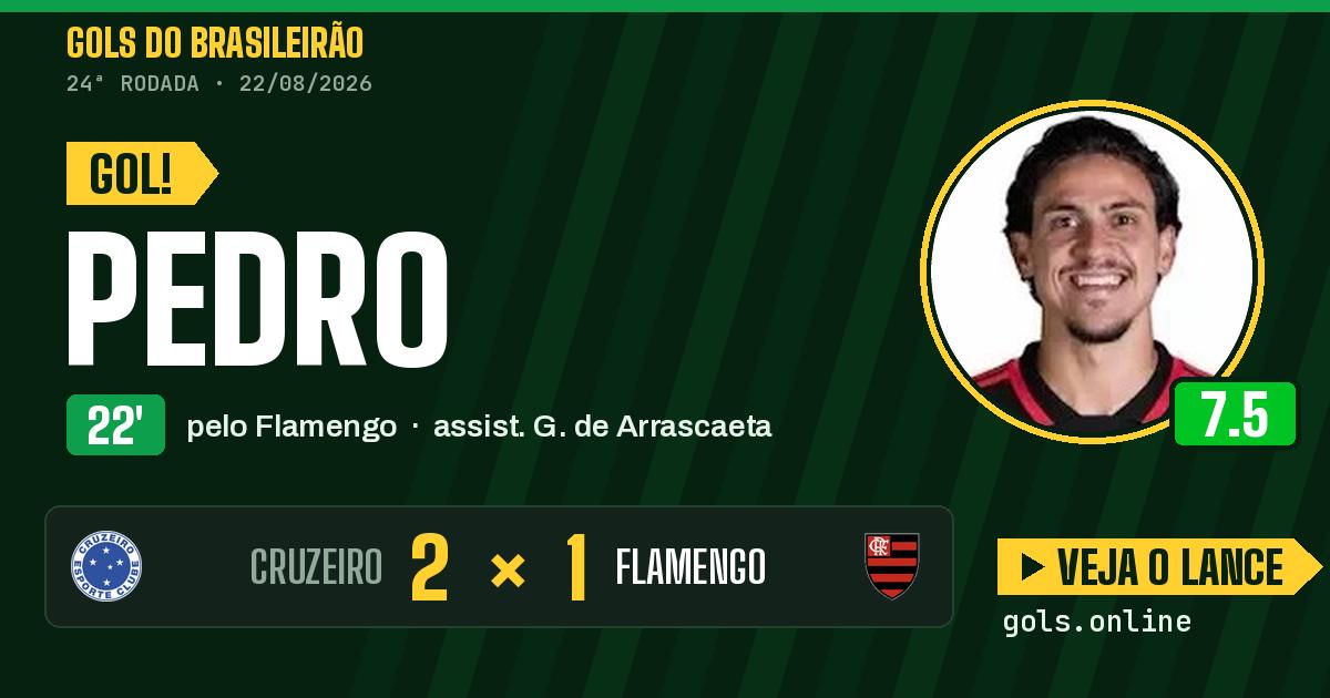 Gol de Pedro aos 22 minutos em Cruzeiro 2 x 1 Flamengo