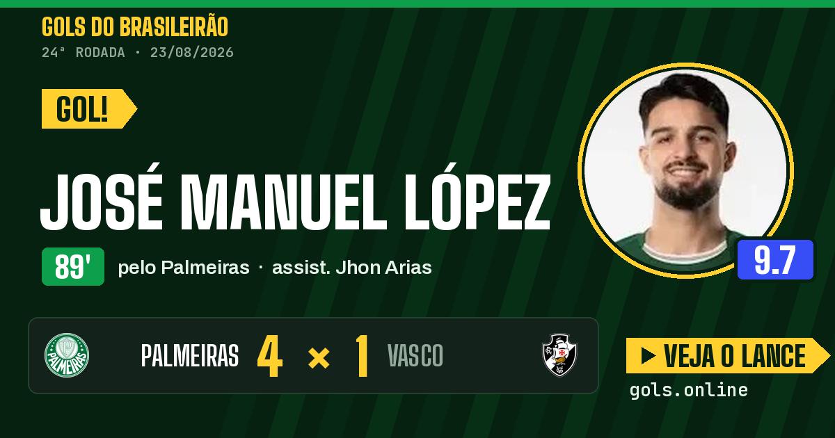 Gol de José Manuel López aos 89 minutos em Palmeiras 4 x 1 Vasco
