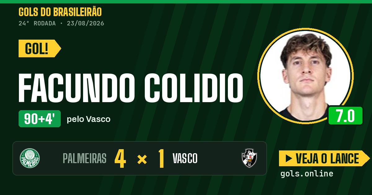 Gol de Facundo Colidio aos 90+4 minutos em Palmeiras 4 x 1 Vasco