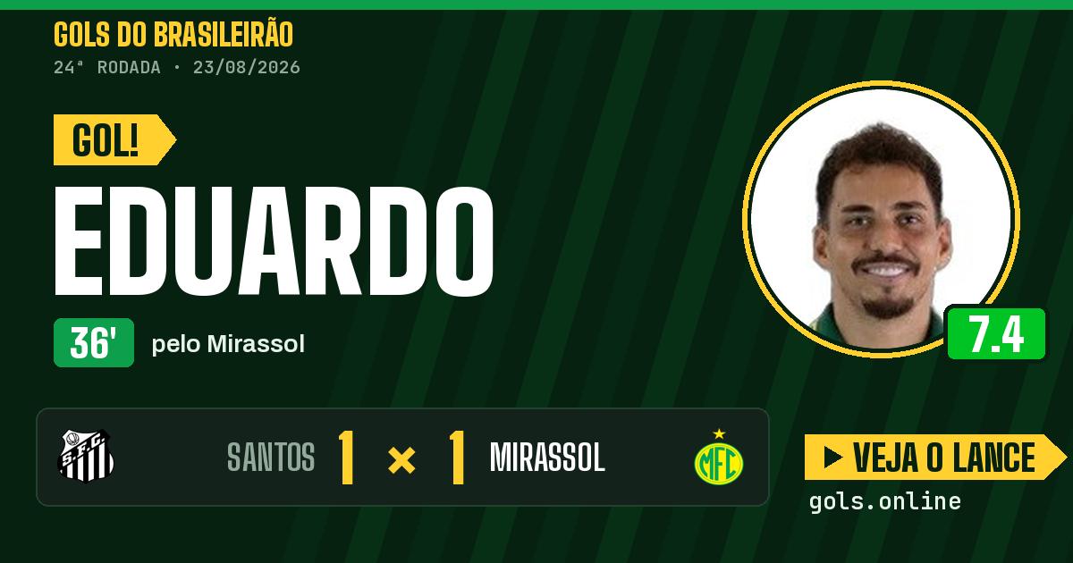 Gol de Eduardo aos 36 minutos em Santos 1 x 1 Mirassol