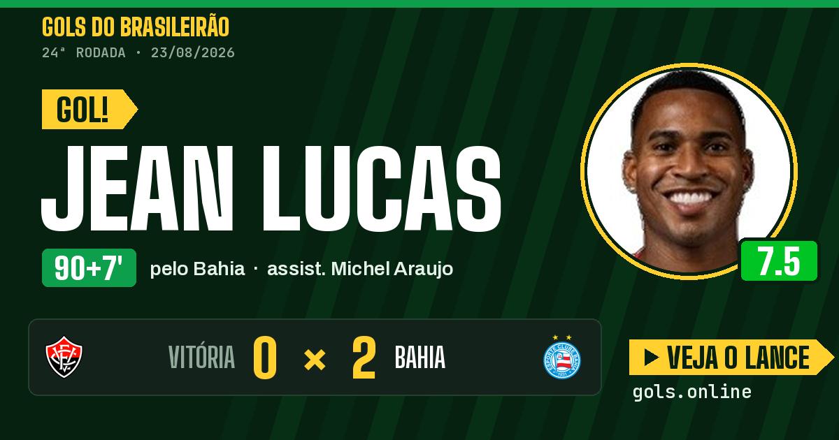 Gol de Jean Lucas aos 90+7 minutos em Vitória 0 x 2 Bahia