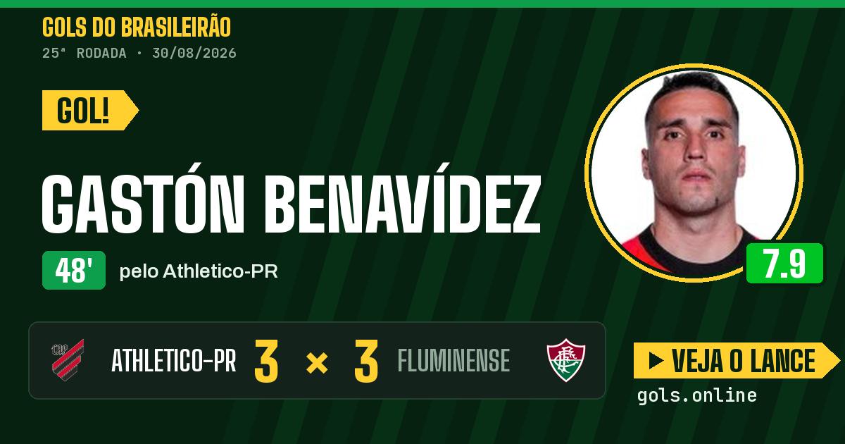 Gol de Gastón Benavídez aos 48 minutos em Athletico-PR 3 x 3 Fluminense