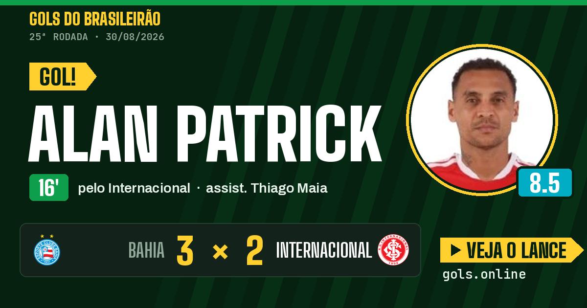 Gol de Alan Patrick aos 16 minutos em Bahia 3 x 2 Internacional