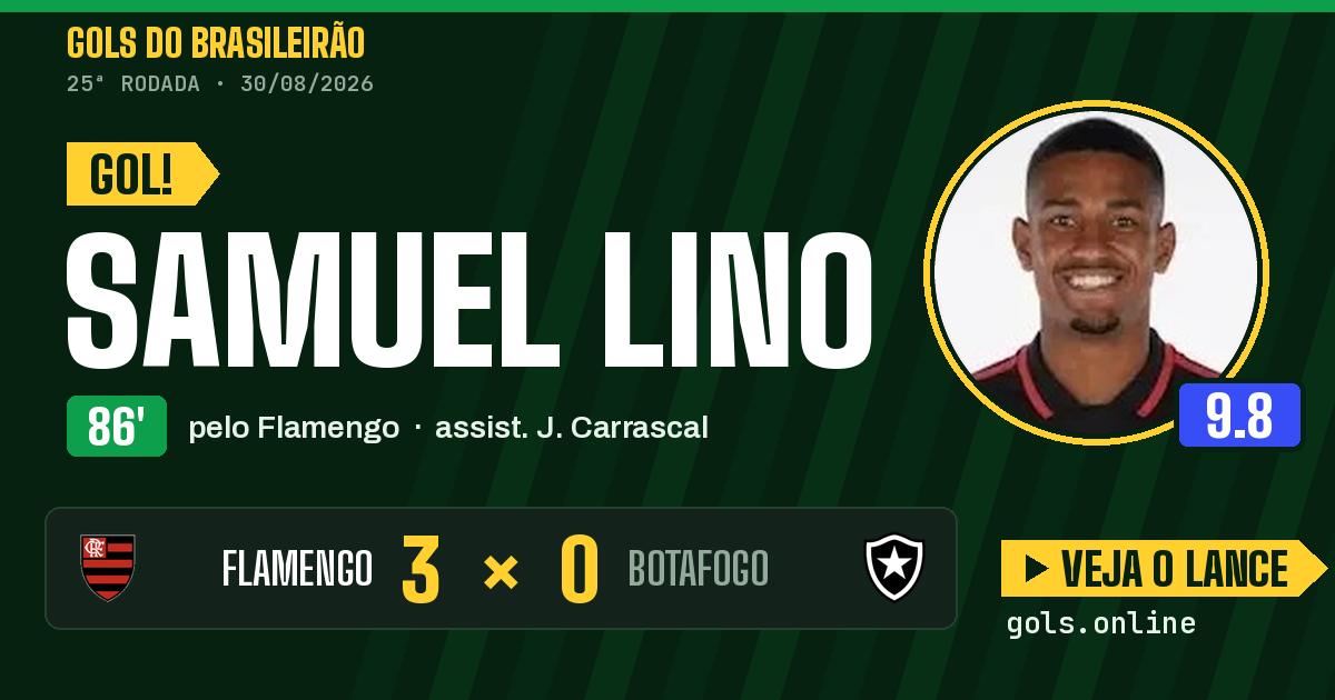 Gol de Samuel Lino aos 86 minutos em Flamengo 3 x 0 Botafogo