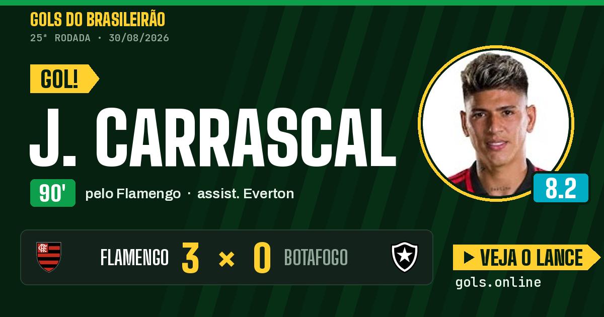 Gol de J. Carrascal aos 90 minutos em Flamengo 3 x 0 Botafogo