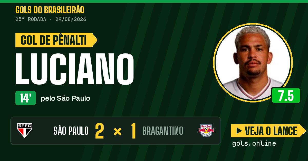 Gol de Luciano aos 14 minutos em São Paulo 2 x 1 Bragantino