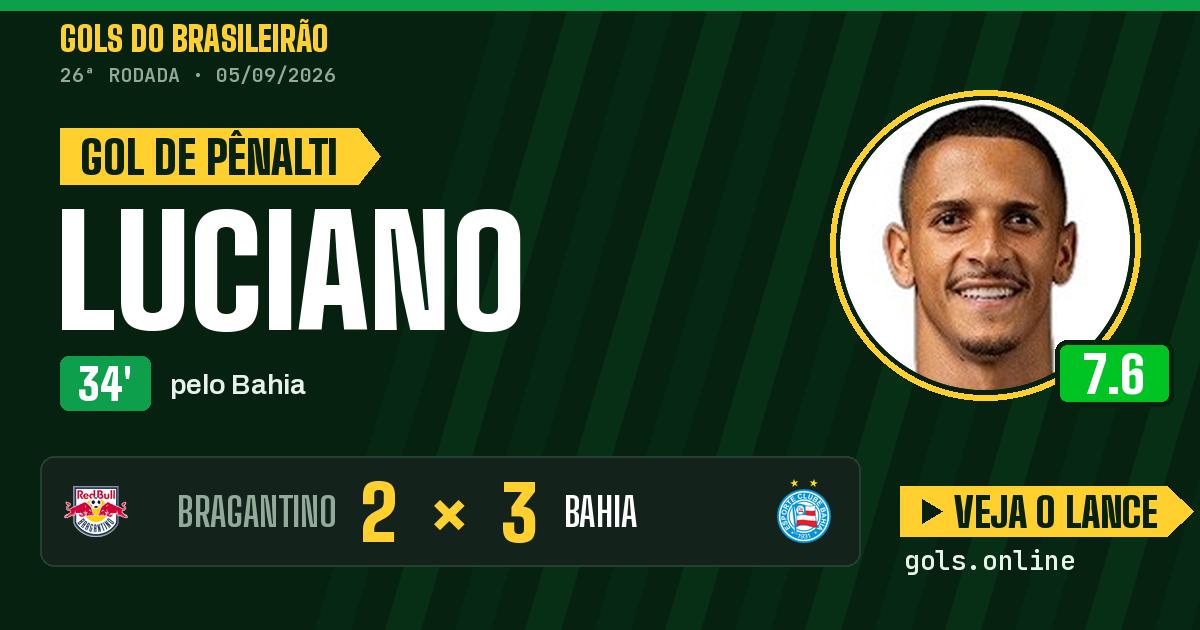 Gol de Luciano aos 34 minutos em Bragantino 2 x 3 Bahia