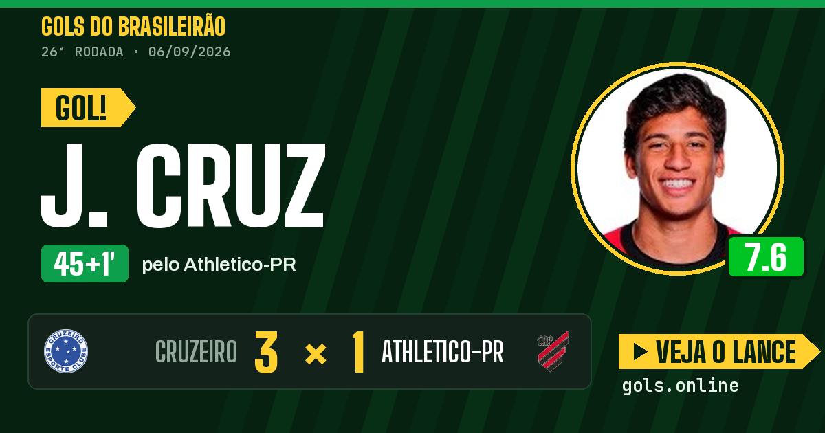 Gol de J. Cruz aos 45+1 minutos em Cruzeiro 3 x 1 Athletico-PR