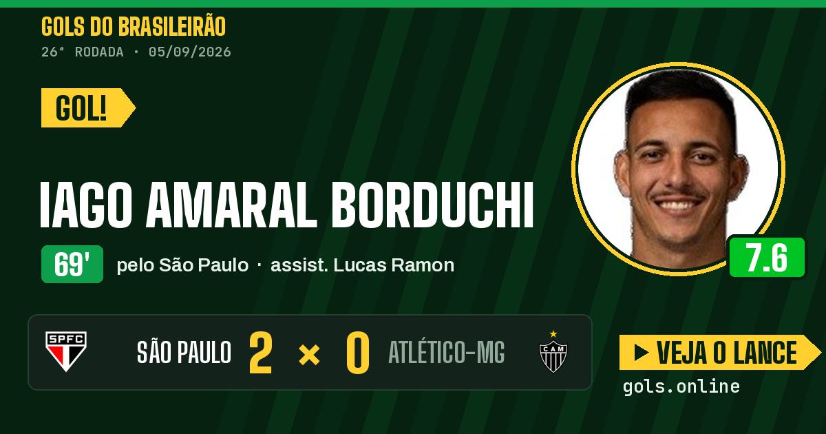 Gol de Iago Amaral Borduchi aos 69 minutos em São Paulo 2 x 0 Atlético-MG