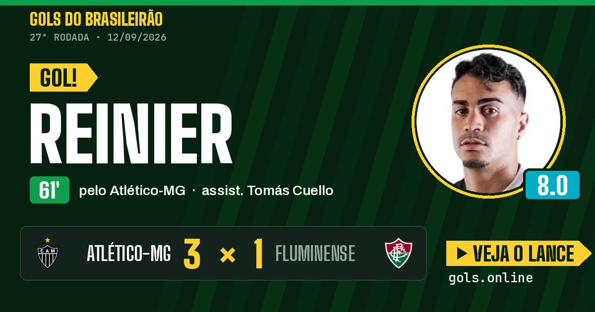 Gol de Reinier aos 61 minutos em Atlético-MG 3 x 1 Fluminense