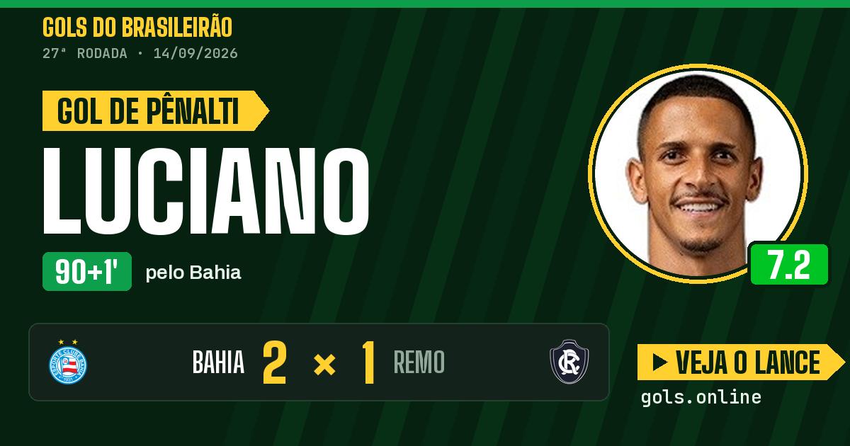 Gol de Luciano aos 90+1 minutos em Bahia 2 x 1 Remo
