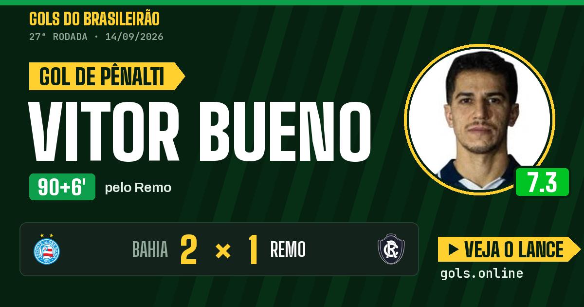 Gol de Vitor Bueno aos 90+6 minutos em Bahia 2 x 1 Remo