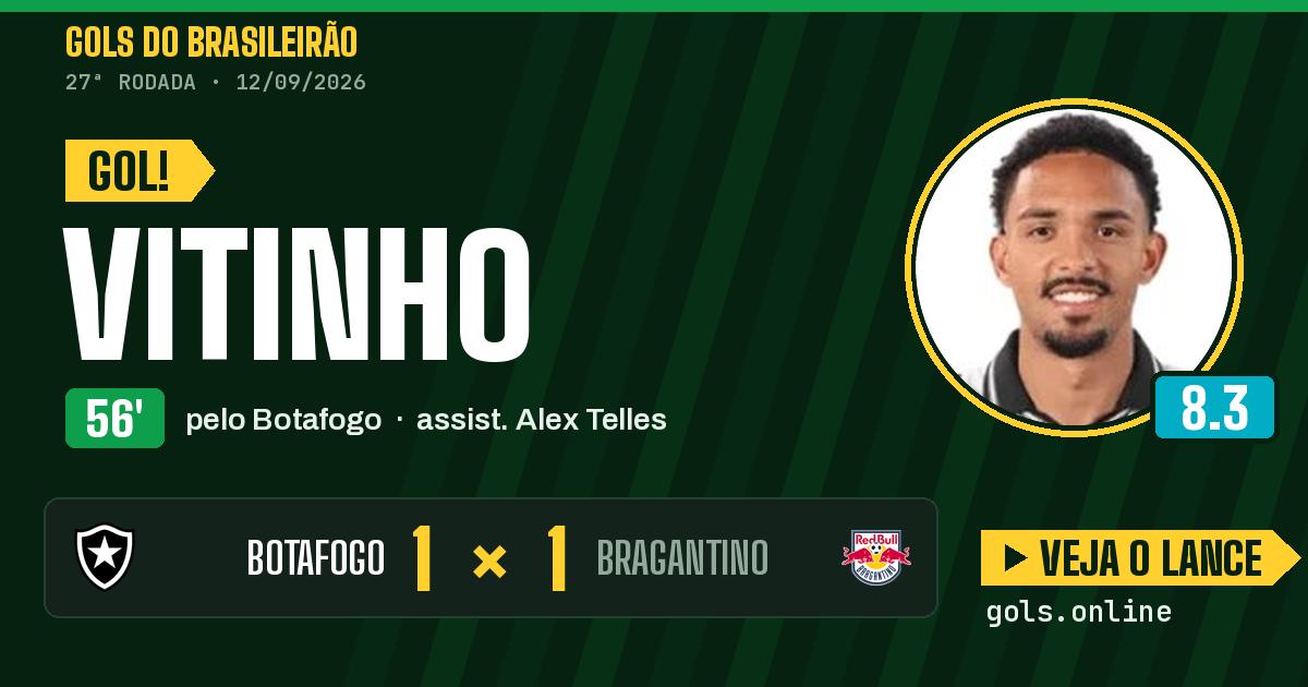 Gol de Vitinho aos 56 minutos em Botafogo 1 x 1 Bragantino