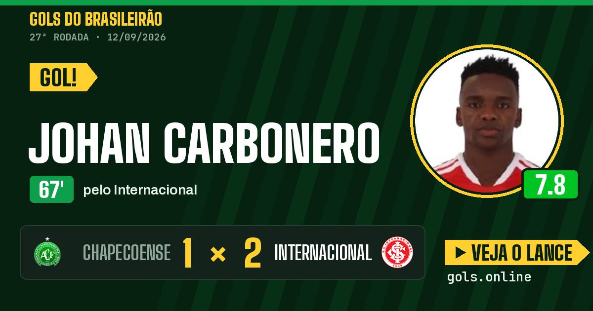 Gol de Johan Carbonero aos 67 minutos em Chapecoense 1 x 2 Internacional