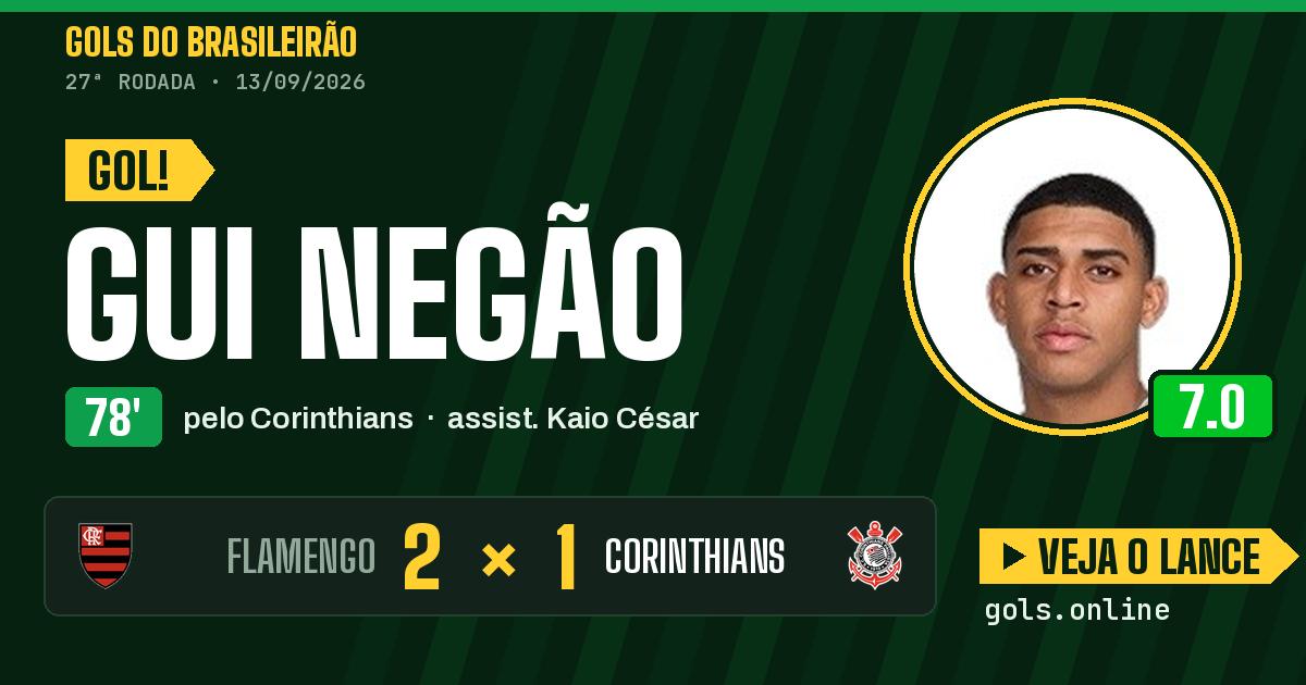 Gol de Gui Negão aos 78 minutos em Flamengo 2 x 1 Corinthians