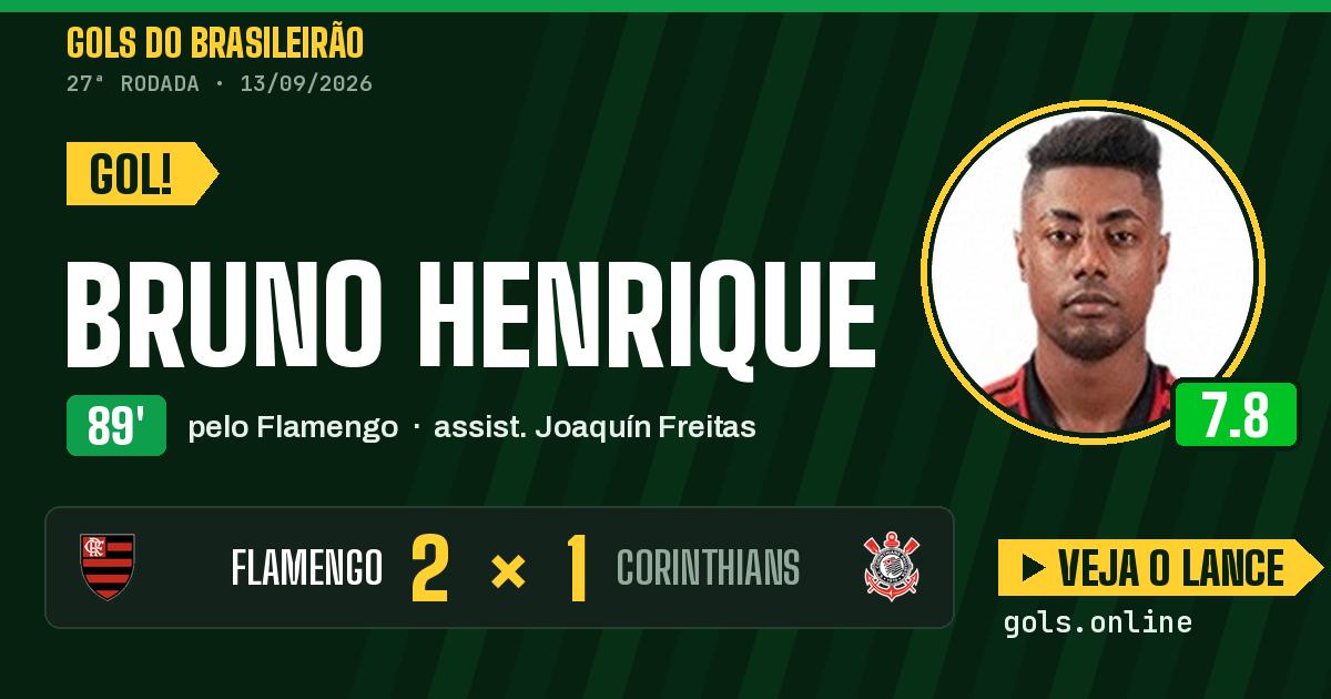 Gol de Bruno Henrique aos 89 minutos em Flamengo 2 x 1 Corinthians