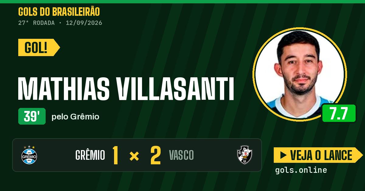Gol de Mathias Villasanti aos 39 minutos em Grêmio 1 x 2 Vasco