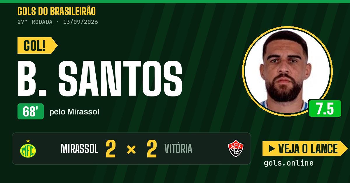 Gol de B. Santos aos 68 minutos em Mirassol 2 x 2 Vitória