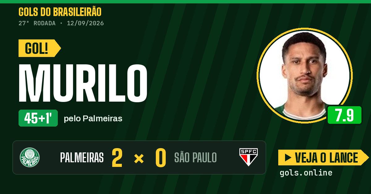 Gol de Murilo aos 45+1 minutos em Palmeiras 2 x 0 São Paulo
