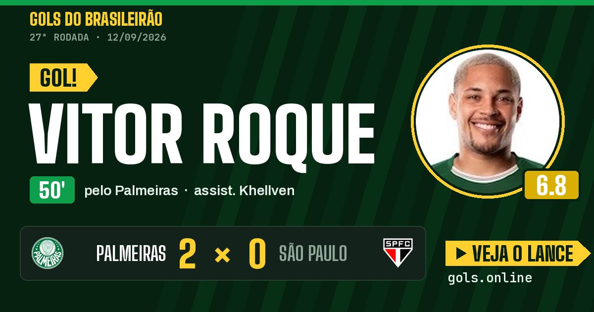 Gol de Vitor Roque aos 50 minutos em Palmeiras 2 x 0 São Paulo