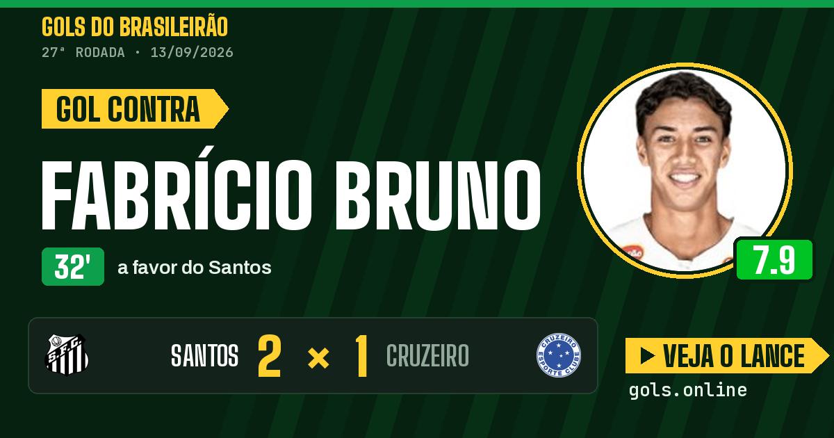 Gol de Fabrício Bruno aos 32 minutos em Santos 2 x 1 Cruzeiro