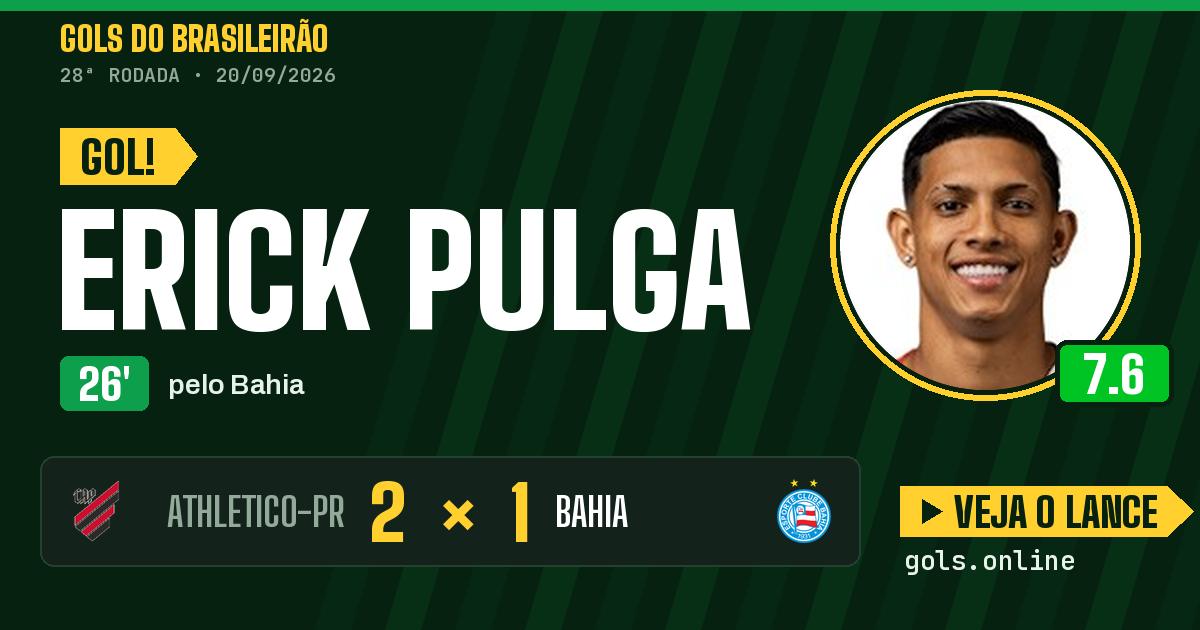Gol de Erick Pulga aos 26 minutos em Athletico-PR 2 x 1 Bahia