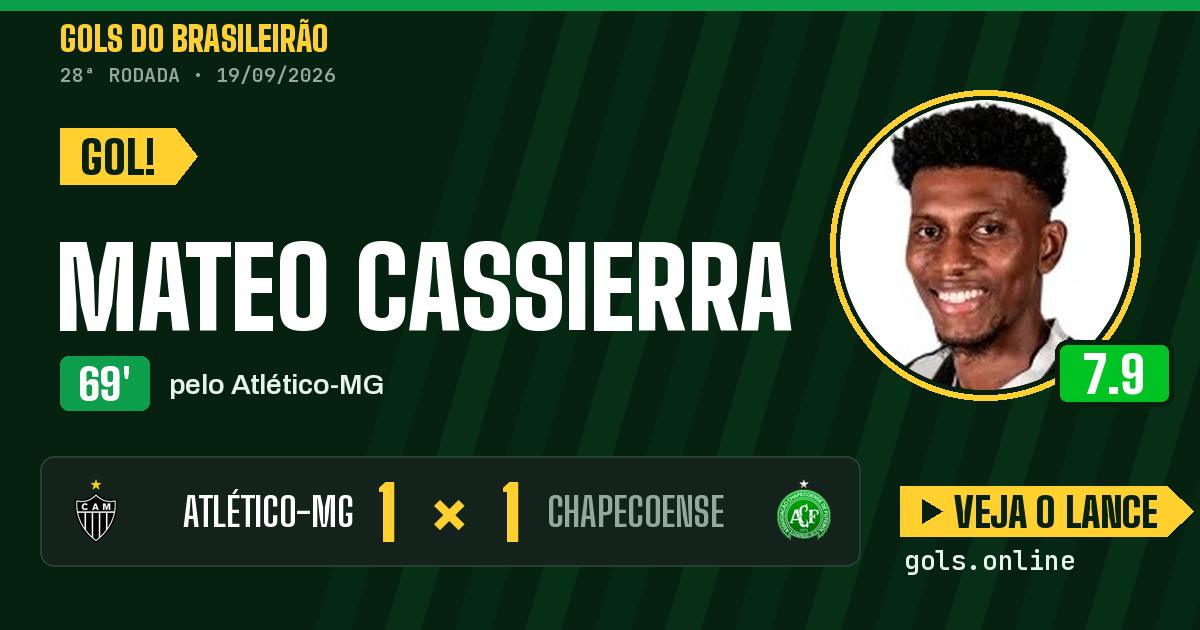 Gol de Mateo Cassierra aos 69 minutos em Atlético-MG 1 x 1 Chapecoense