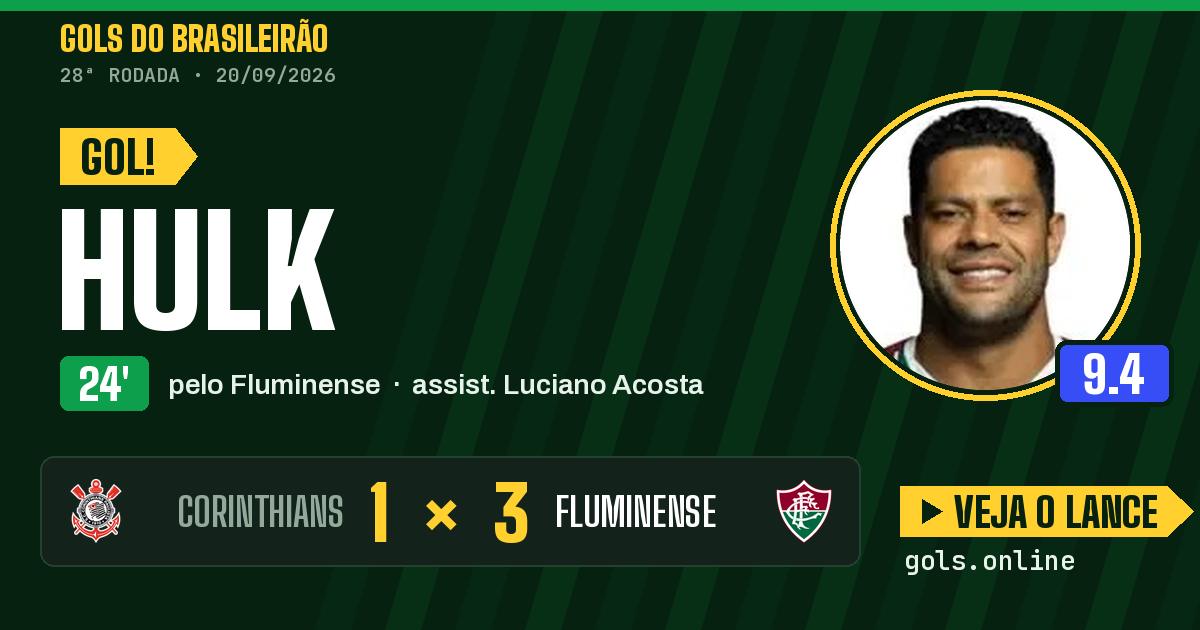 Gol de Hulk aos 24 minutos em Corinthians 1 x 3 Fluminense