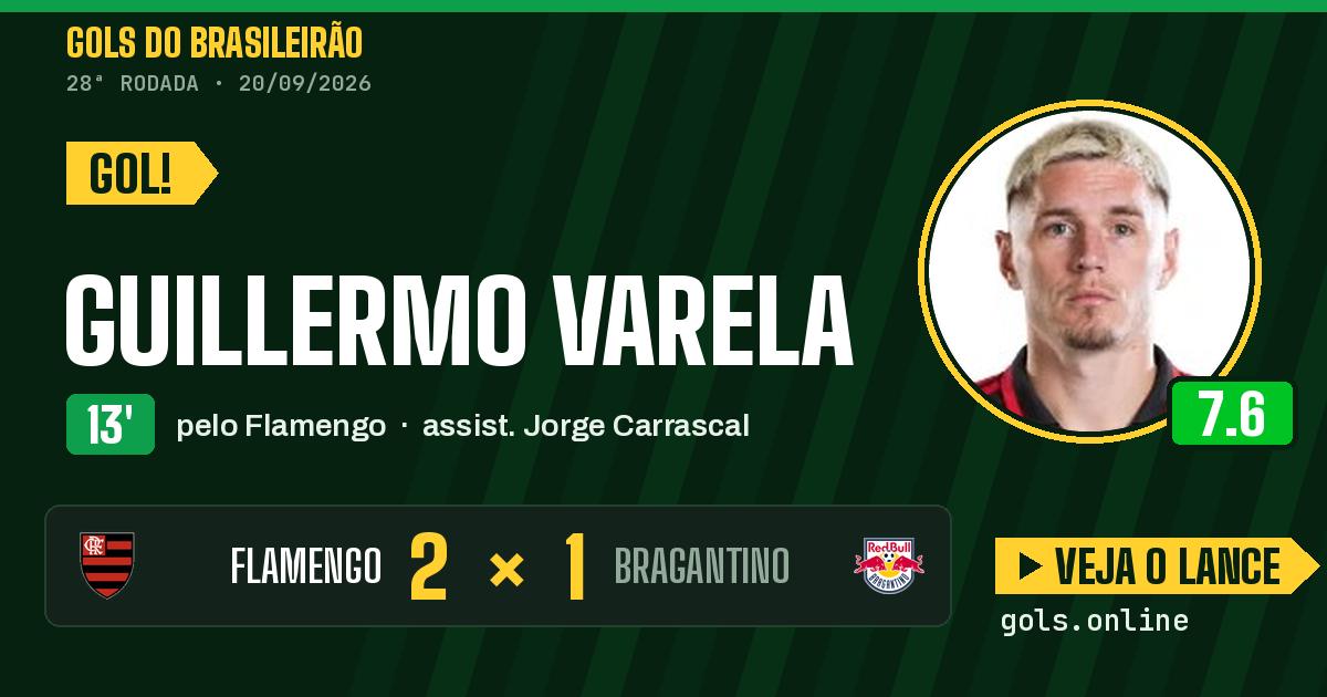 Gol de Guillermo Varela aos 13 minutos em Flamengo 2 x 1 Bragantino