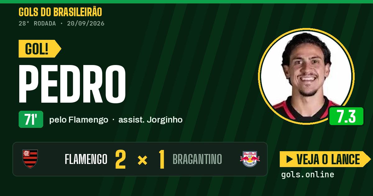 Gol de Pedro aos 71 minutos em Flamengo 2 x 1 Bragantino