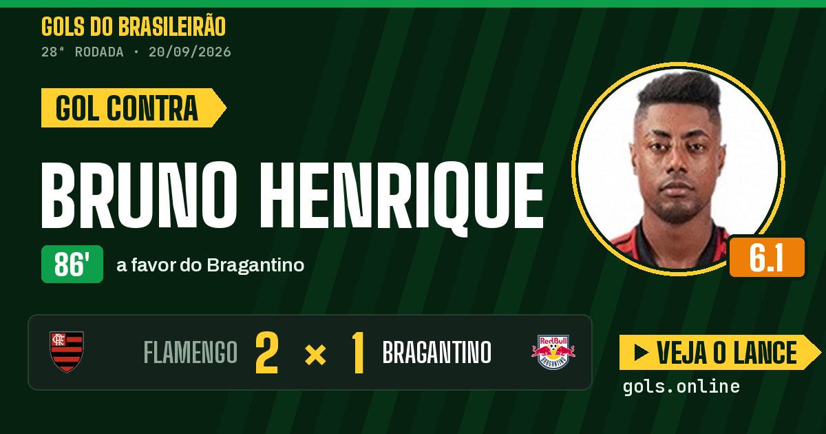 Gol de Bruno Henrique aos 86 minutos em Flamengo 2 x 1 Bragantino
