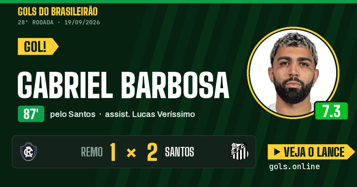 Gol de Gabriel Barbosa aos 87 minutos em Remo 1 x 2 Santos