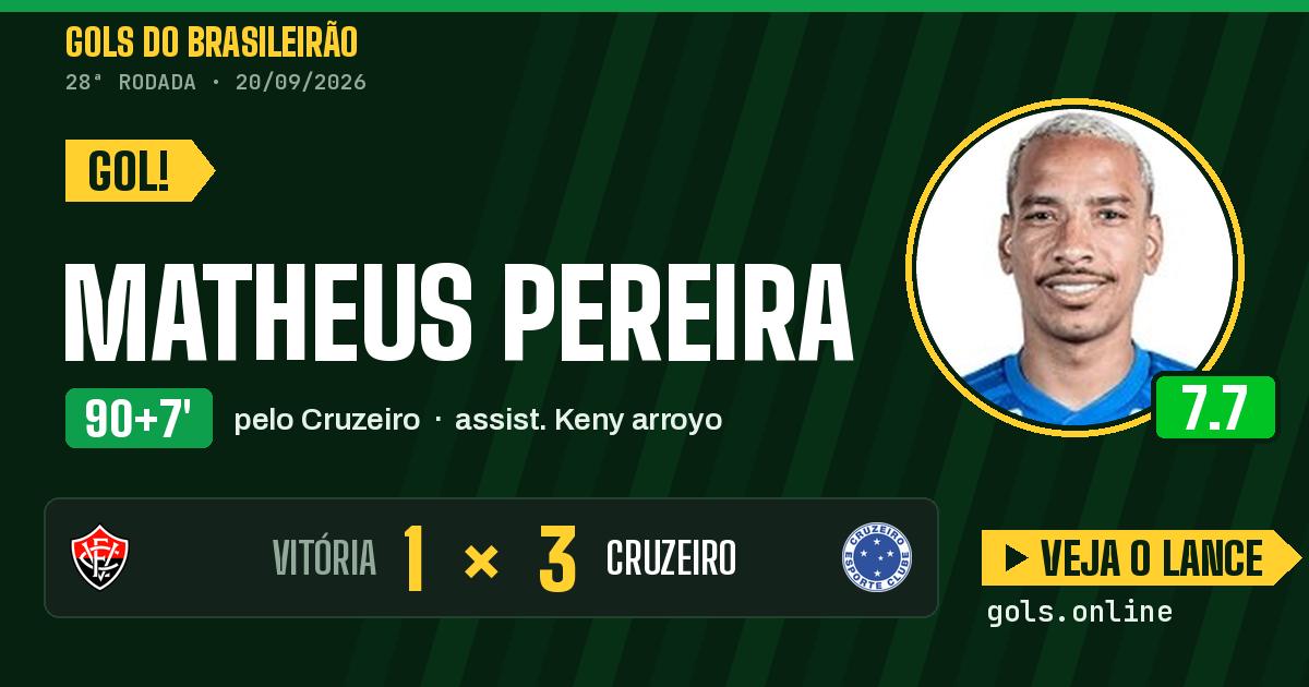 Gol de Matheus Pereira aos 90+7 minutos em Vitória 1 x 3 Cruzeiro