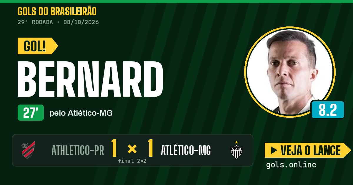 Gol de Bernard aos 27 minutos em Athletico-PR 2 x 2 Atlético-MG