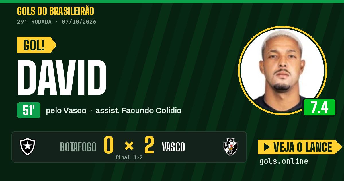 Gol de David aos 51 minutos em Botafogo 1 x 2 Vasco