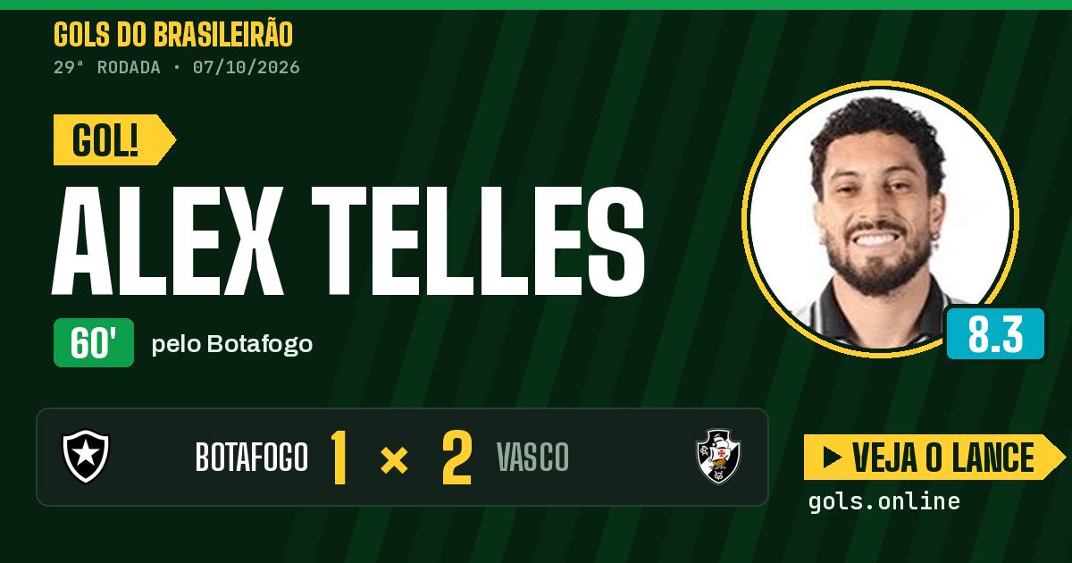 Gol de Alex Telles aos 60 minutos em Botafogo 1 x 2 Vasco